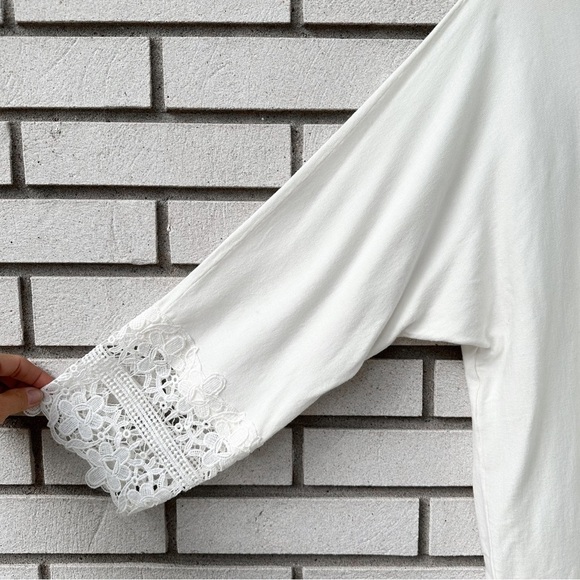 NWT Talbots Cream Ivory 3/4 Sleeve Sweater Lace Cuff Detail - Picture 9 of 10